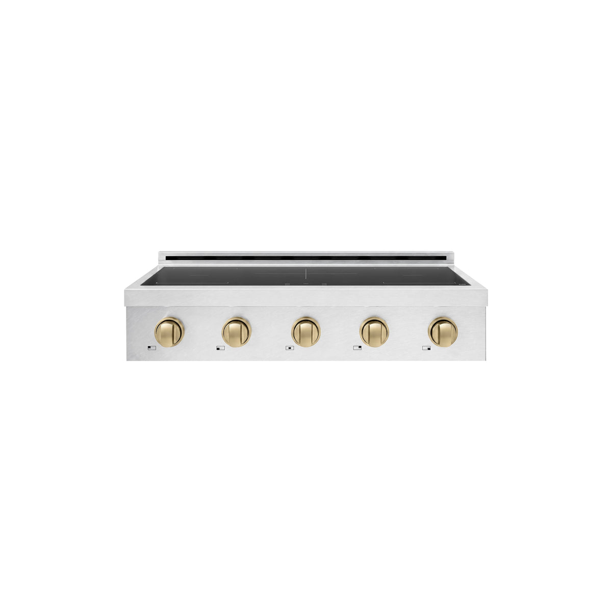 ZLINE - Autograph 36 in. Paramount Built-in Induction Rangetop with 5 Element Cooktop in Satin Steel & Champagne Bronze Accents - Stainless Steel