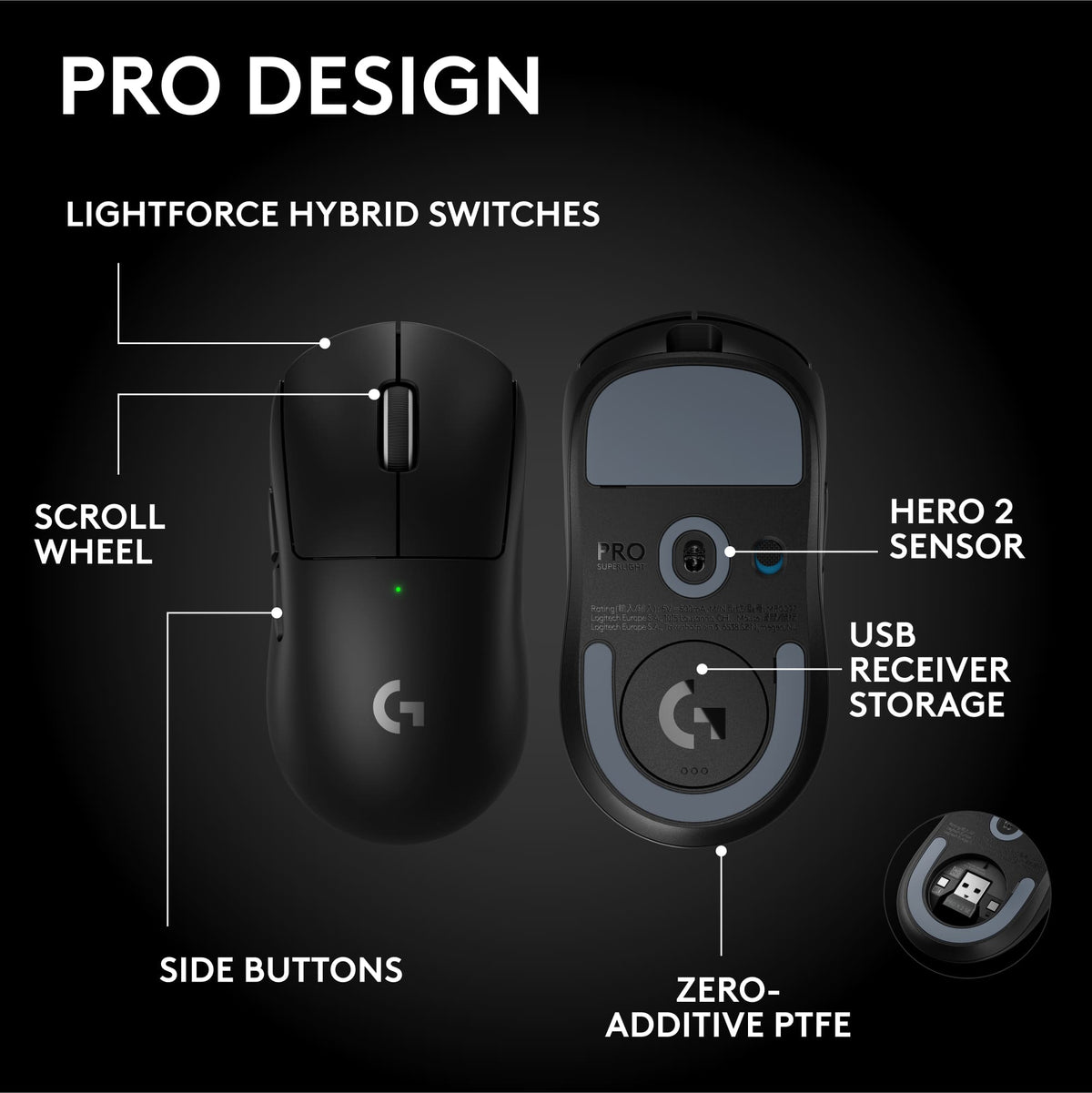 Logitech - PRO X SUPERLIGHT 2 SE LIGHTSPEED Lightweight Wireless Gaming Mouse with Optical HERO 2 Sensor 44,000 DPI for PC - Wireless - Black