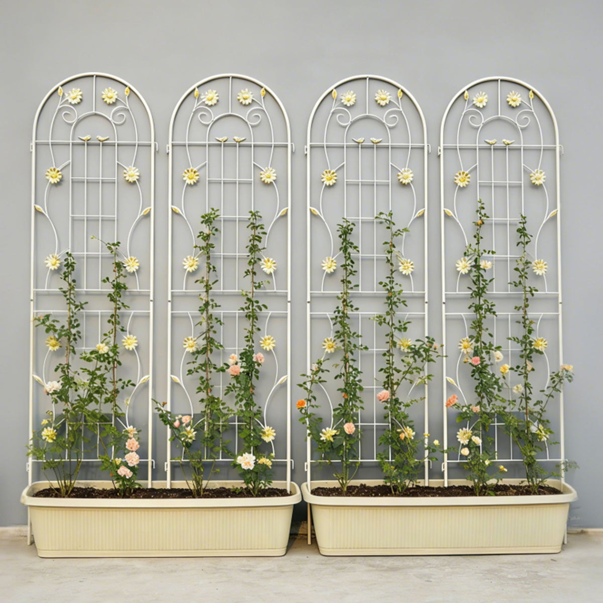 Enrejado de metal para jardín, enrejado inoxidable para plantas trepadoras, soporte para flores de exterior