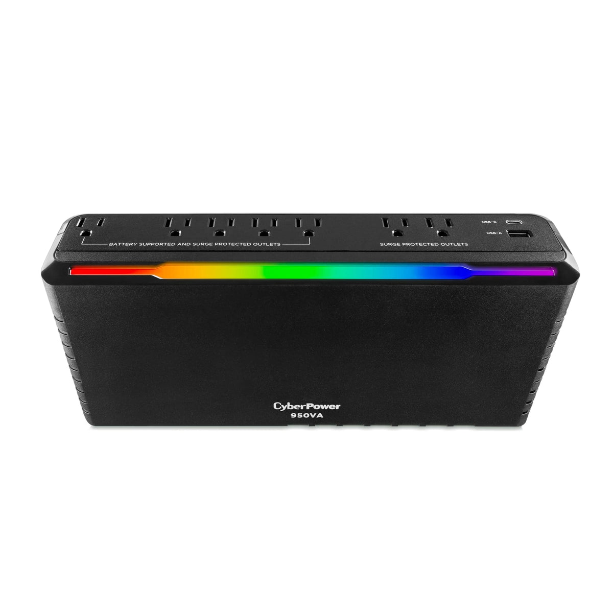 CyberPower - GX950UC Gaming UPS System with RGB Lighting and USB Charging Ports - Black