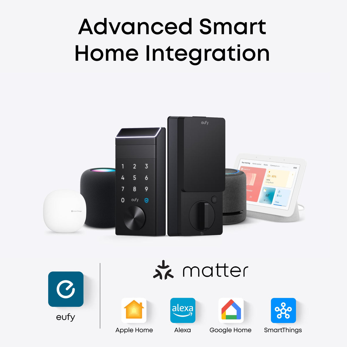 eufy - FamiLock E35 Thumb-Turn Smart Lock Deadbolt with Palm Scan for keyless entry (Compatible with Smart Devices) - Black