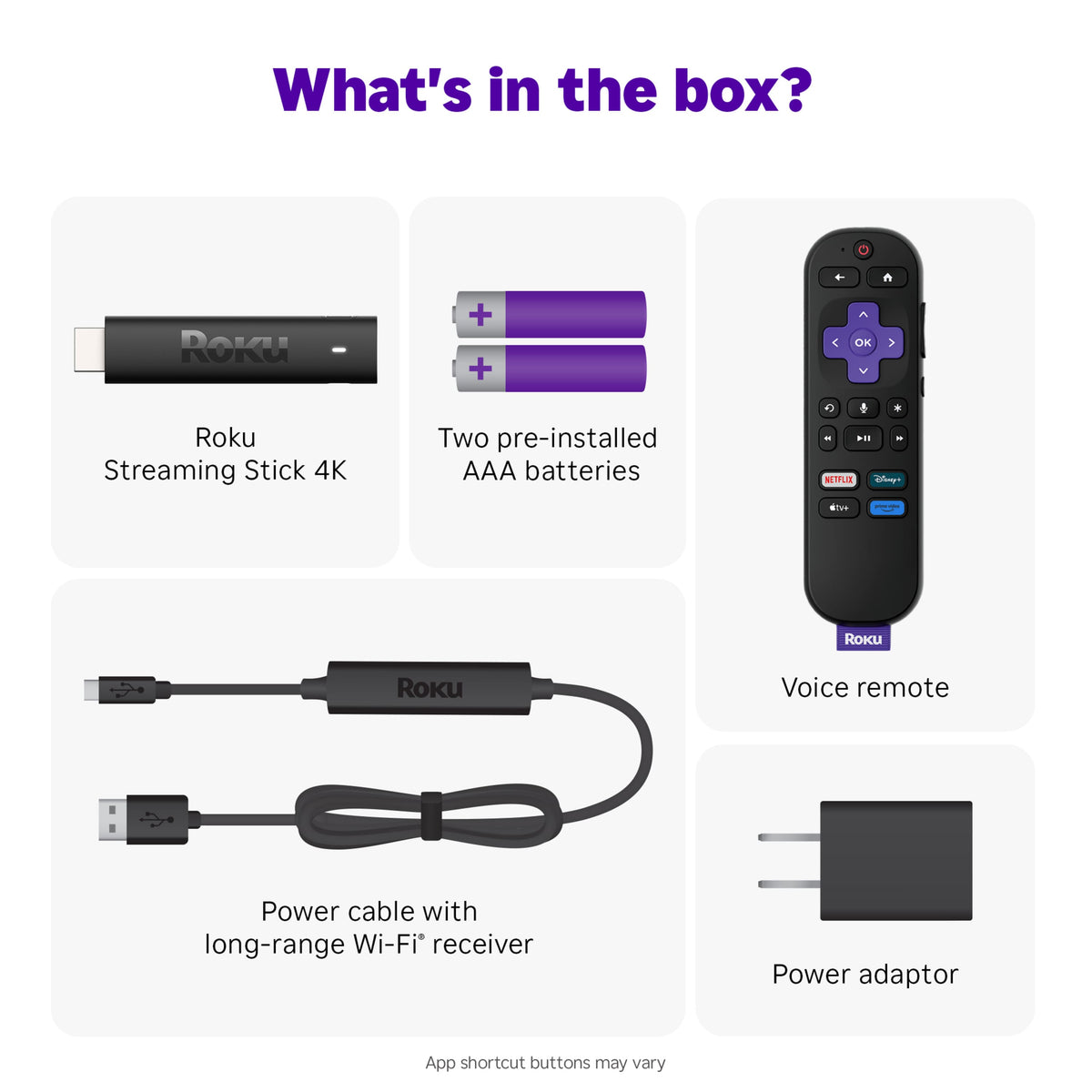 Roku - Streaming Stick 4K - HDR & Dolby Vision Streaming Device for TV with Voice Remote & Long-Range Wi-Fi - Black