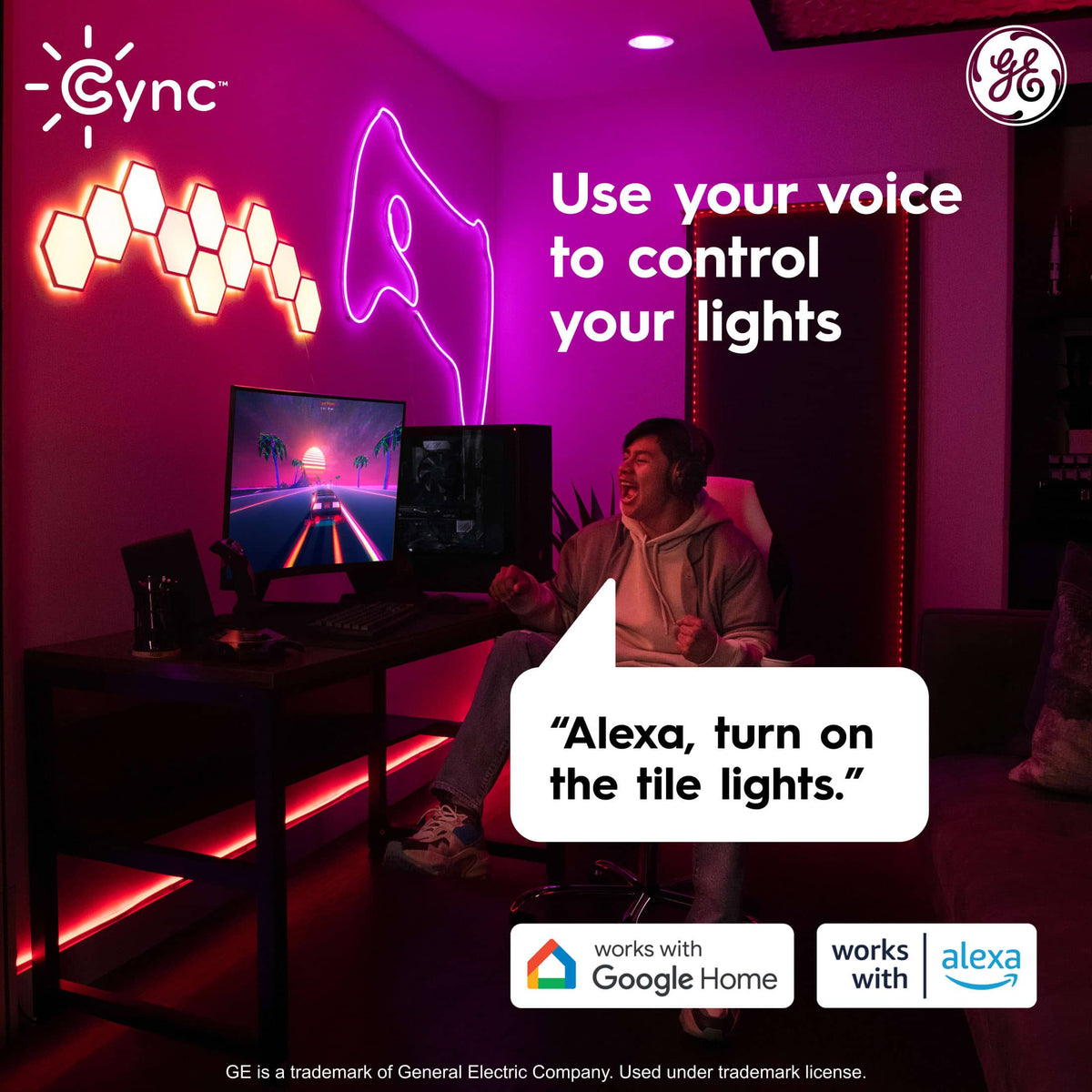Cync - Dynamic Effects Smart Hexagon Panel Light Extension Pack (5 Pack) - Color Changing - Full Color