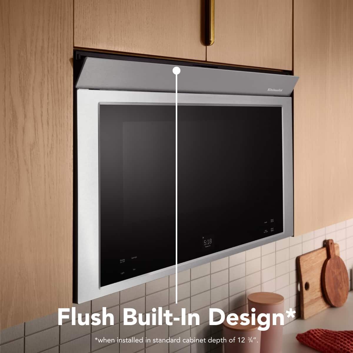 KitchenAid - 1.1 Cu. Ft. Convection Flush Built-In Over-the-Range Smart Microwave with Sensor Cooking and Air Fry Mode - Stainless Steel