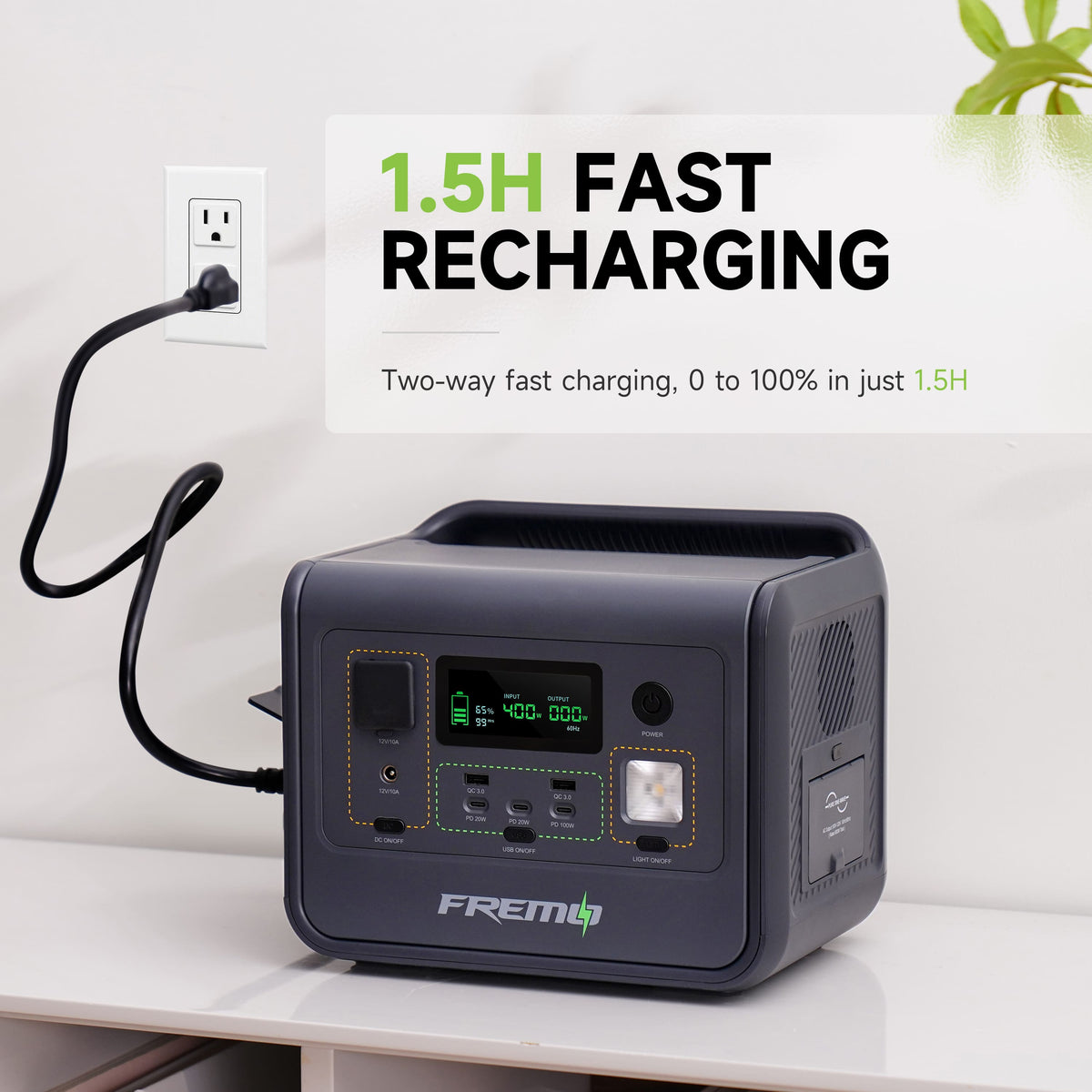 Fremo - X800 Portable Power Station (512 Wh Capacity) - Gray