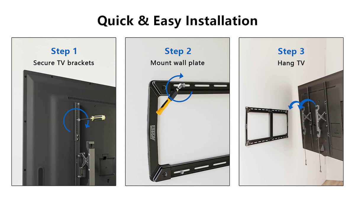 ErgoAV - 75″ -116″ Low Profile Extend, Swivel & Fixed TV Mount Model ERMLX1-01B - Black