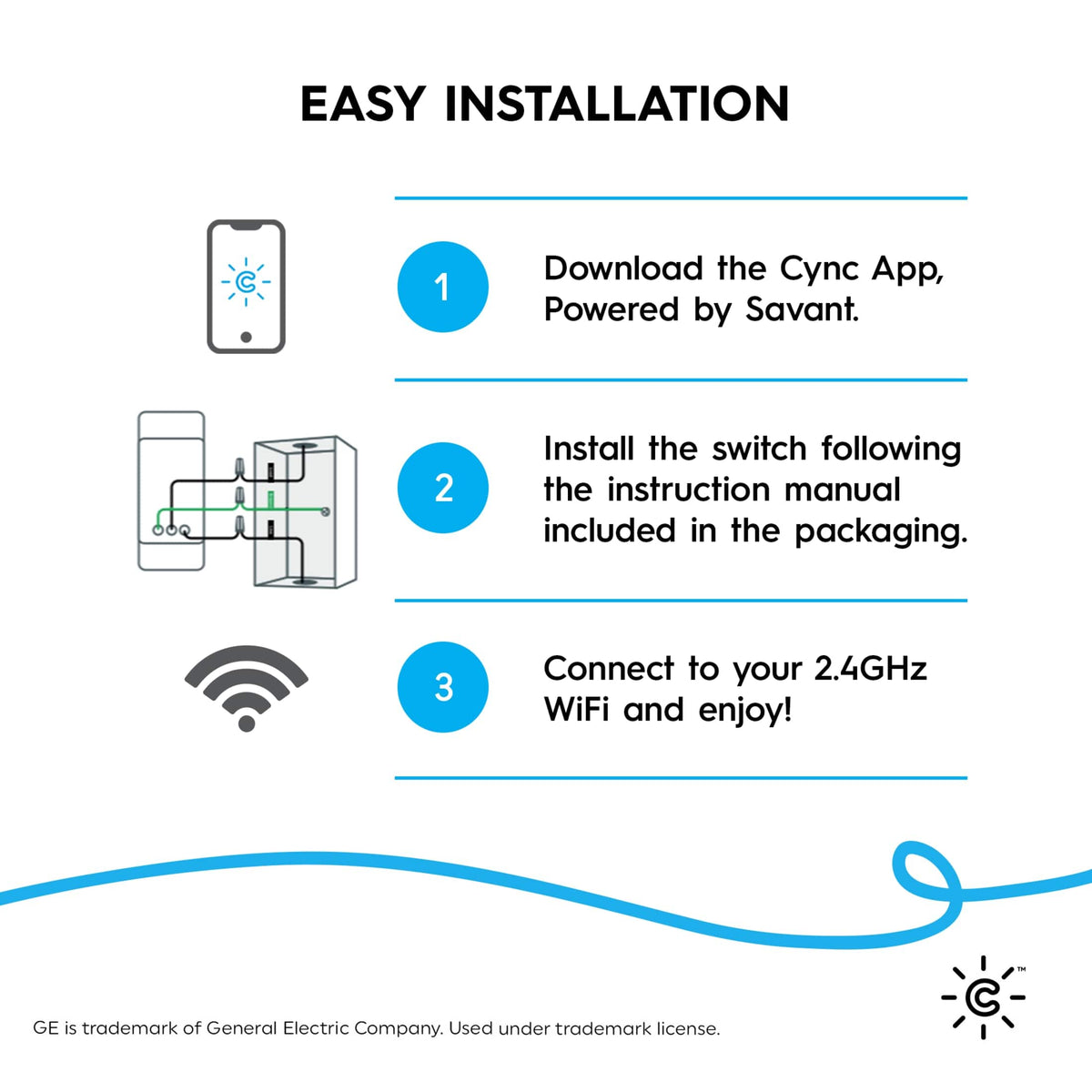Cync - Smart Switch, On/Off Button Style, No Neutral Wire Required, Bluetooth and 2.4 GHz Wifi - White