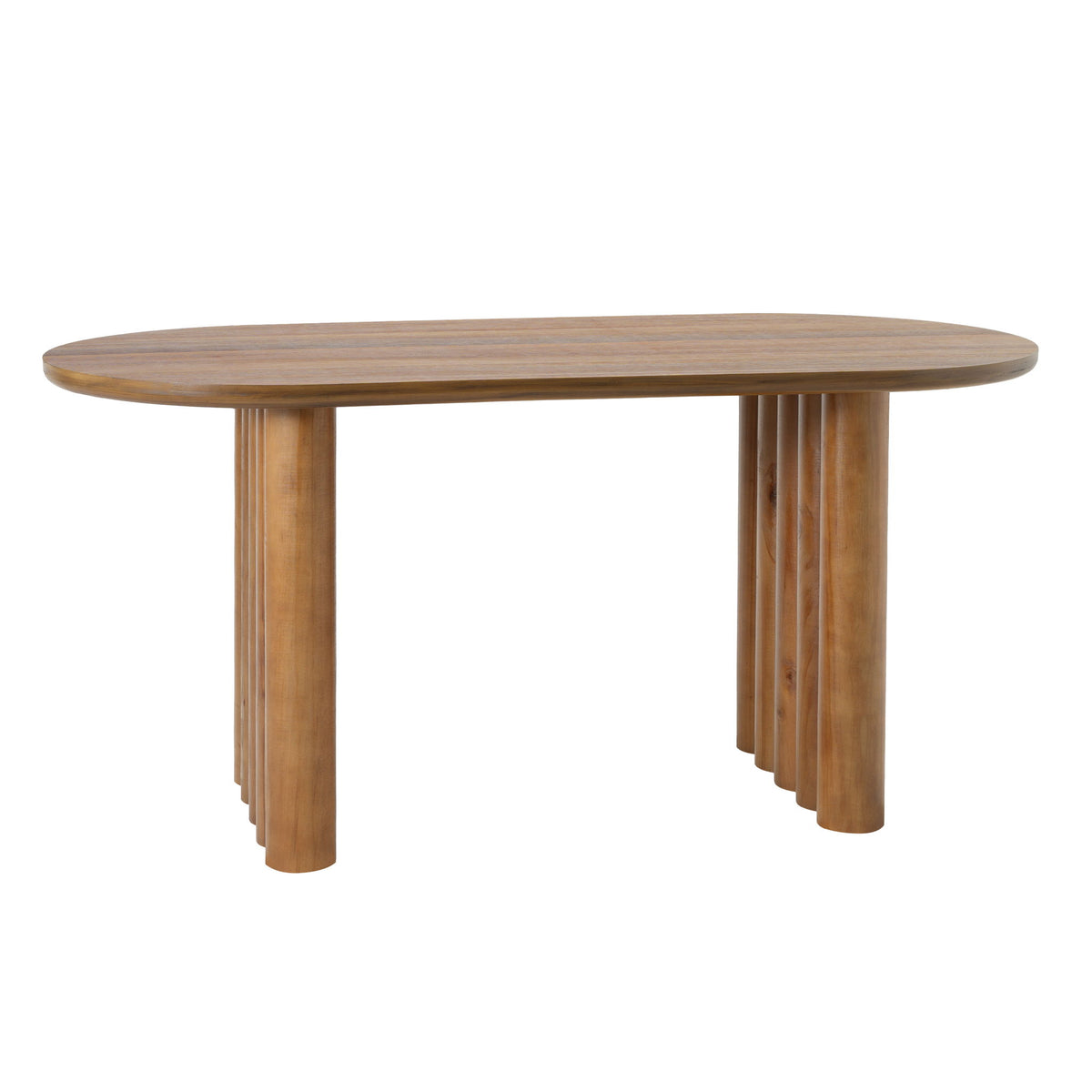 Mesa de comedor ovalada con patas cilíndricas - Marrón