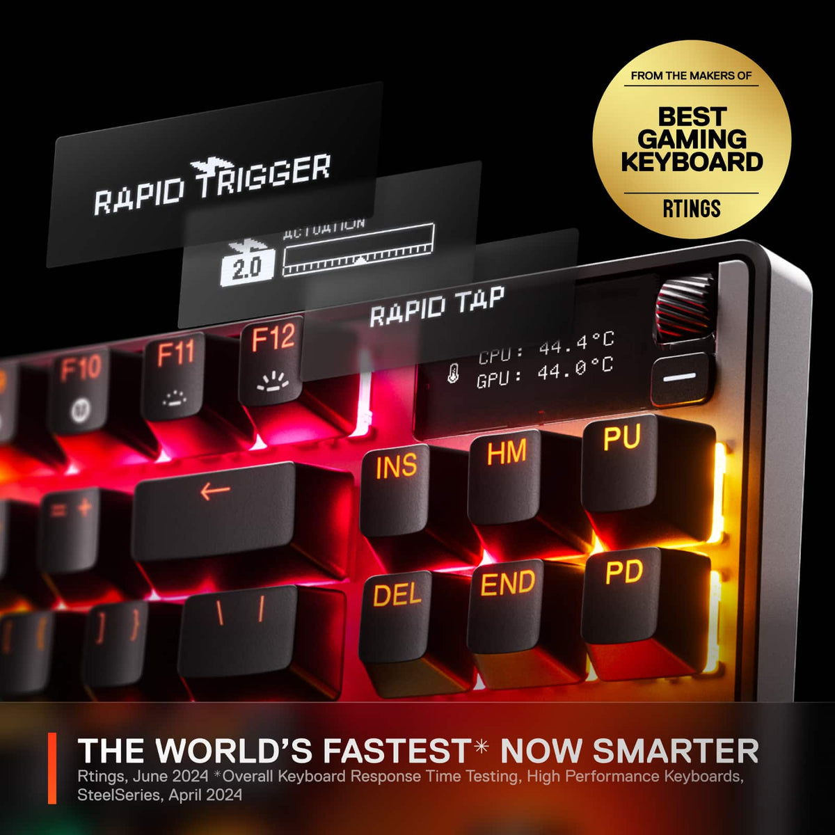 SteelSeries - Apex Pro TKL Gen 3 Wireless Mechanical OmniPoint Adjustable HyperMagnetic Gaming Keyboard with Rapid Tap - Black