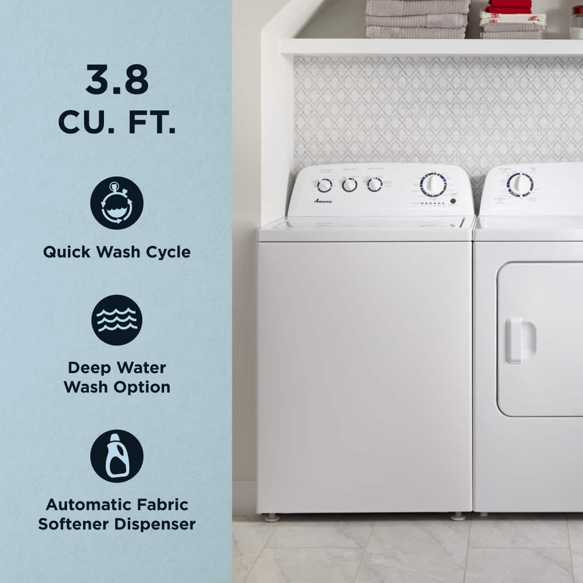 Amana - 3.8 Cu. Ft. High Efficiency Top Load Washer with with High-Efficiency Agitator - White