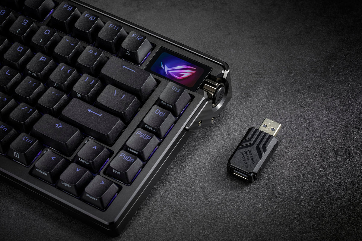ASUS - ROG Azoth Extreme 75% Wireless Mechanical Gaming Keyboard with ROG NX Snow Linear Switches and Color OLED Touchscreen - Black