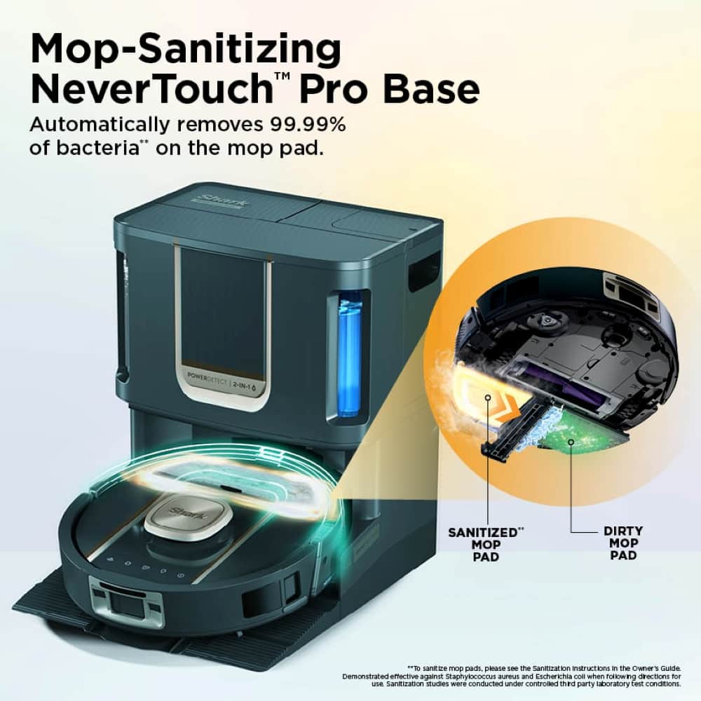 Shark - PowerDetect ThermaCharged Robot Vacuum & Mop with Heated Mop Cleaning NeverTouch Pro Base - Black