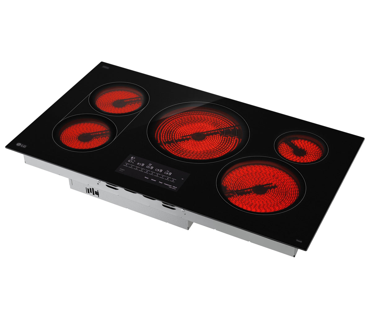 LG - 36-in Wide Built-In Electric Smart Cooktop with 5 Elements, Backlit SmoothTouch Glass Controls and 3.6kW Triple Element - Black