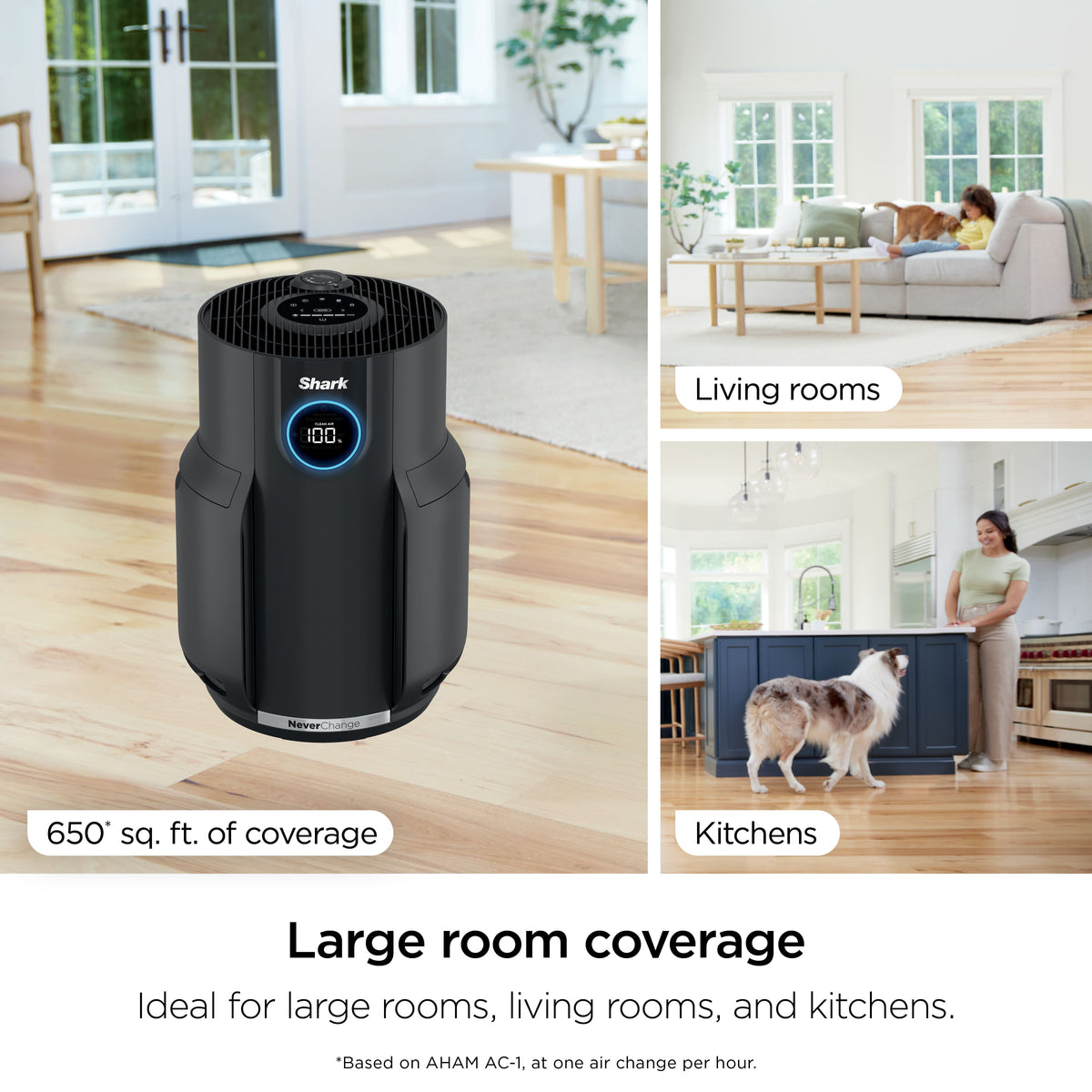 Shark - NeverChange Air Purifier, 5-Year HEPA Filter Life, 650-sq Ft - Black