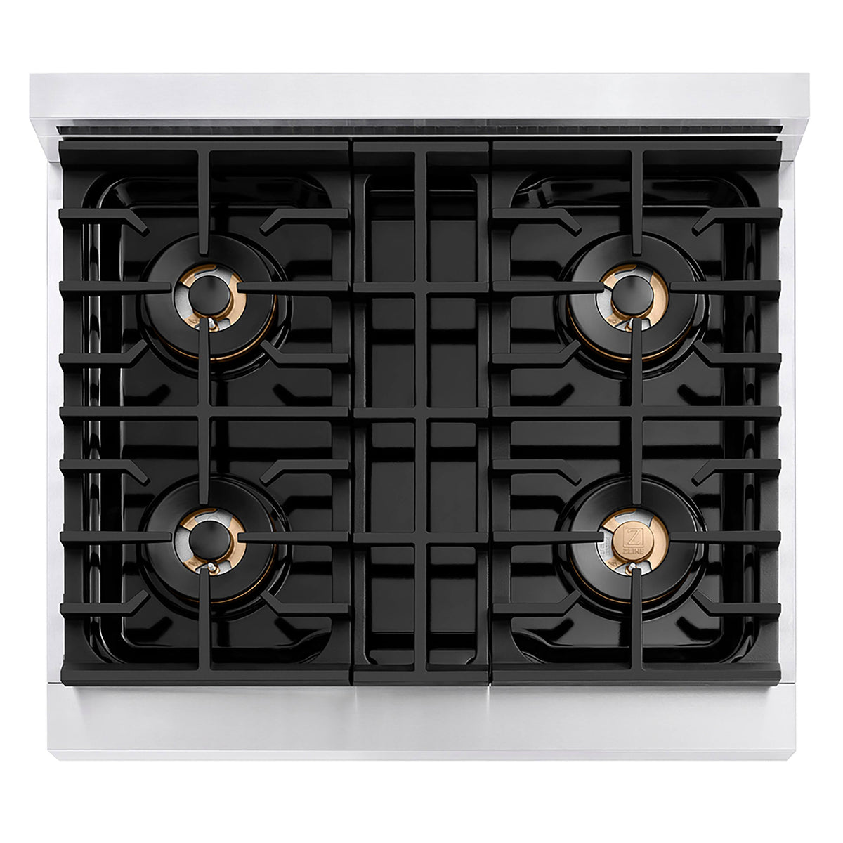 30 in. Wide 4 Burner ZLINE Autograph 4.2 cu. ft. Freestanding Paramount Gas DuoPro Range with Polished Gold Accents - White Matte
