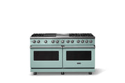 Viking - 60"W. 8 Burner Pro 5 Series 9.4 Cu. Ft. Freestanding Sealed 8 Burner Dual Fuel Convection Range/Griddle/Grill - Splash