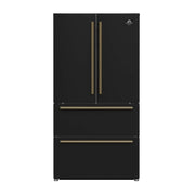 Forno Appliances - 36 in. Wide Moena Espresso 19.2 Cu. Ft. Freestanding Counter-Depth French Door Refrigerator with Automatic Ice Maker - Black