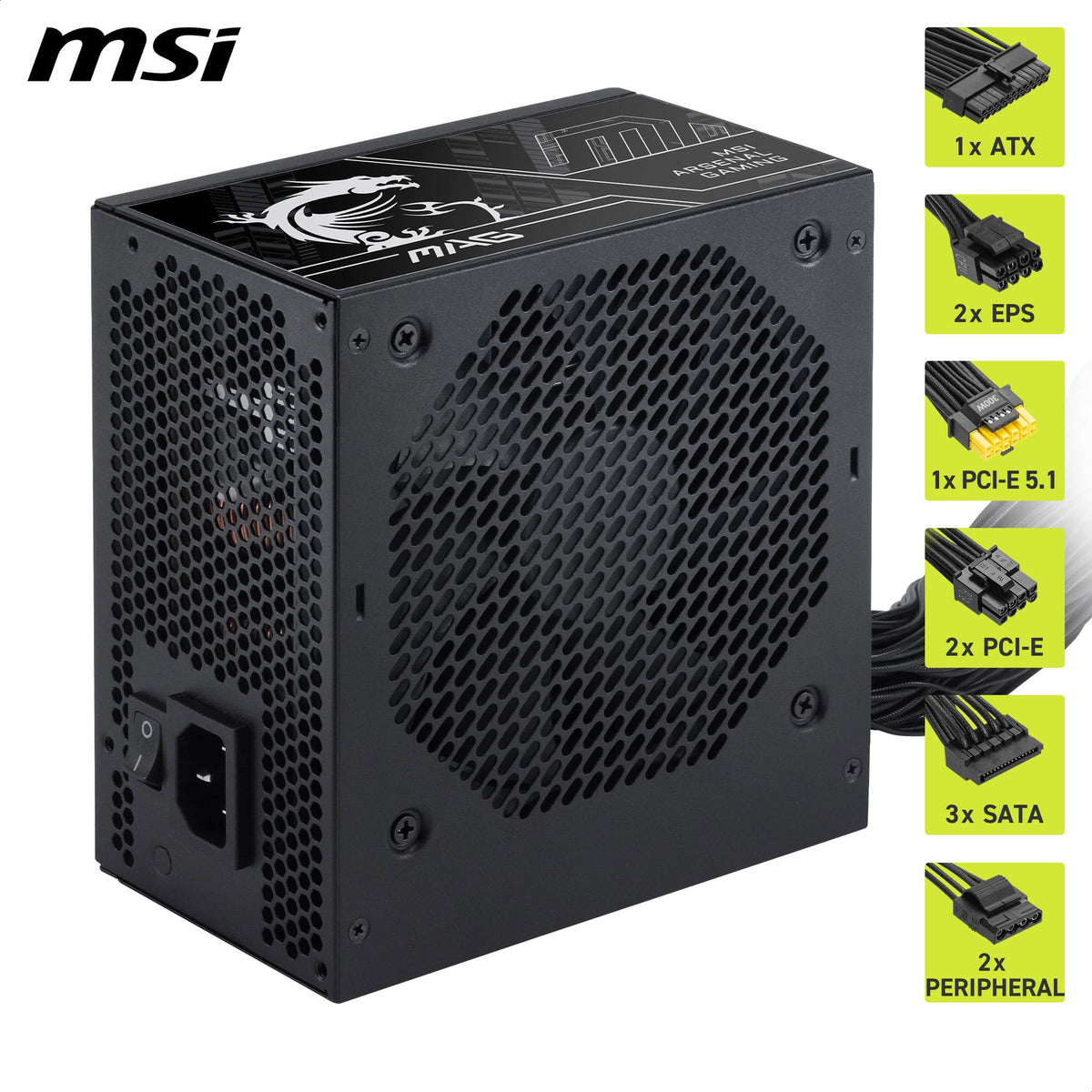 MSI - MAG A650BN PCIE5 III 650W 80 PLUS Bronze Non-Modular ATX 3.1 & PCIe 5.1 Ready Power Supply - Black