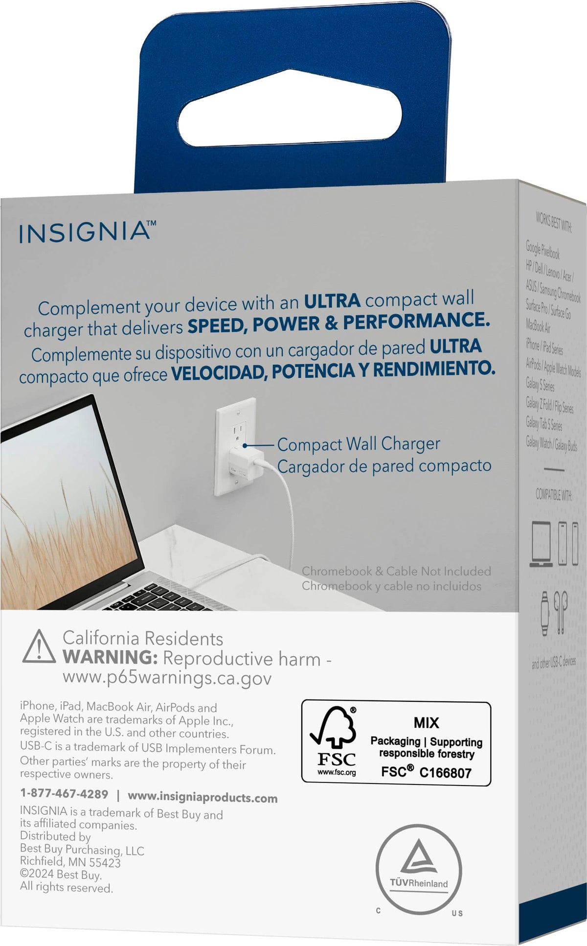 Insignia™ - 45W USB-C Wall Charger for MacBook Pro, iPad, iPhone, Apple Watch, Samsung Smartphones & More - White