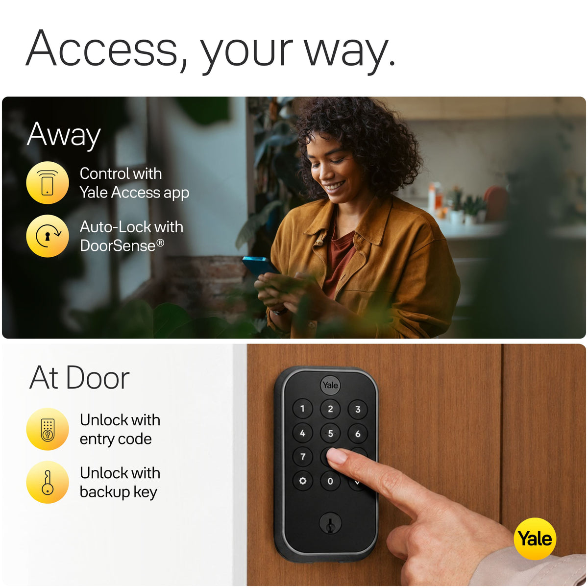 Yale - Assure Lock 2 - Smart Lock Wi-Fi Deadbolt with Push Button Keypad | Key Access - Black Suede