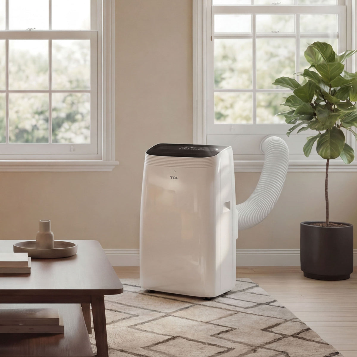TCL - 450 Sq. Ft. 10,000 BTU Smart Portable Air Conditioner 3-in-1 with AC, Fan & Dehumidifier - White