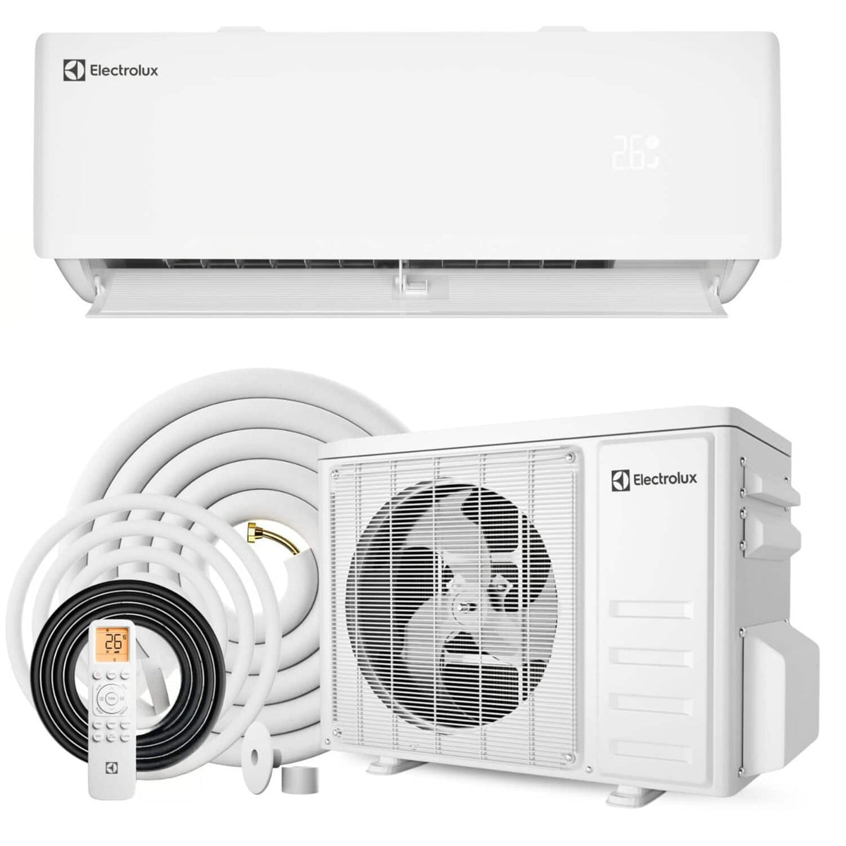 Electrolux - 12000 BTU Ductless Mini Split AC/Heat System, 750 Sq Ft, 24 SEER2 Inverter, 115V, WiFi - White