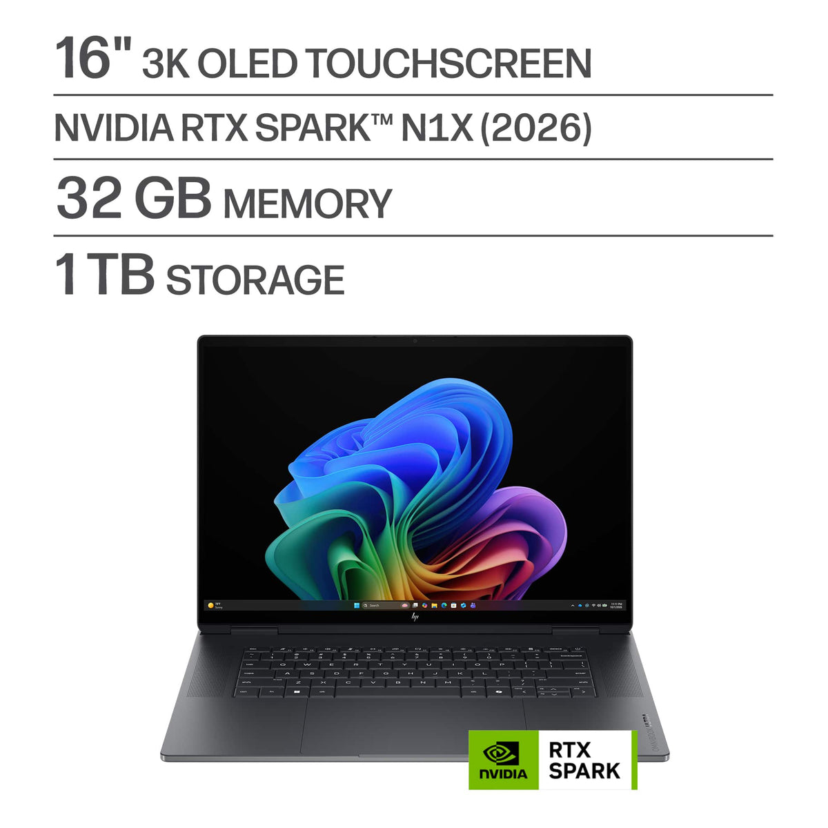 HP - OmniBook Ultra 16" 3K OLED Touchscreen Laptop - NVIDIA RTX Spark N1X 20-Core (2026) - 32GB Memory - 1TB SSD -Copilot+ PC - Eclipse Gray