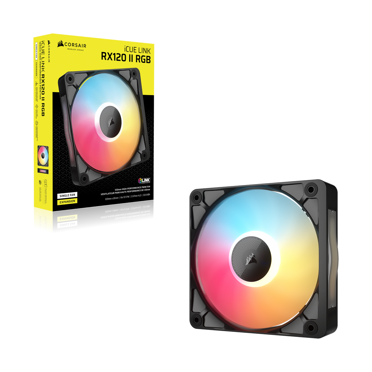 CORSAIR - iCUE LINK RX120 II RGB 120mm PWM Fan - Black