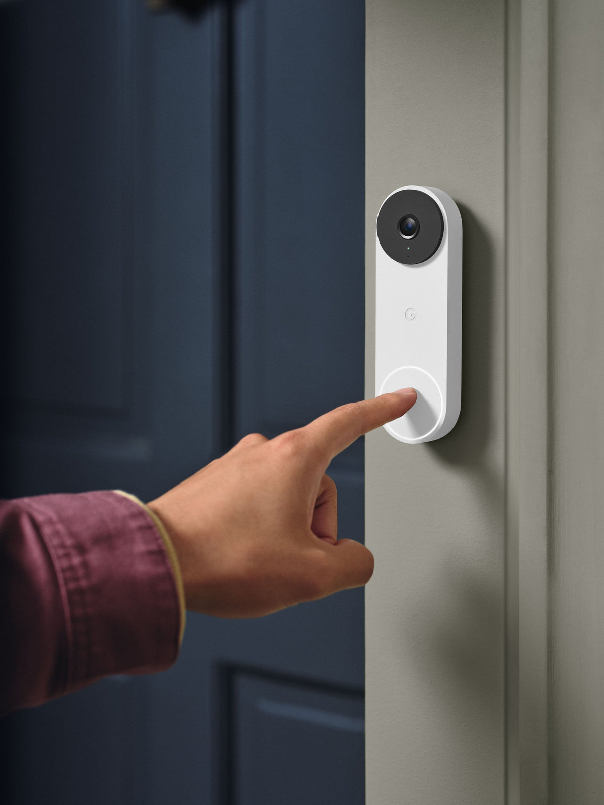 Google - Nest Doorbell (wired, 3rd gen) - Latest Model - 2K Video and Gemini - Snow