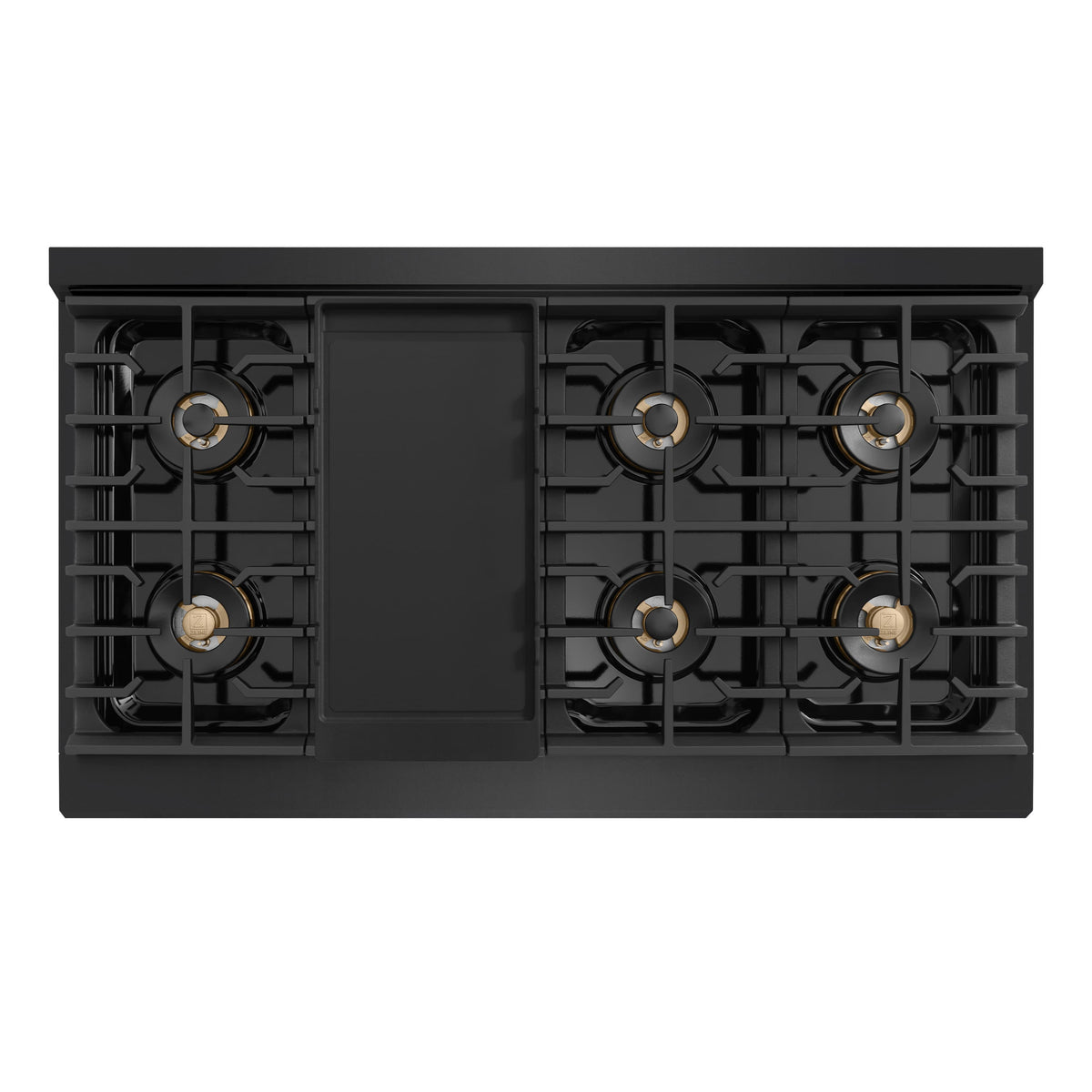 ZLINE - Autograph 48 in. 6.7 cu. ft. Marino Freestanding Gas Range with DuoPro Cooktop in Black Steel and Bronze Accents - Black Stainless Steel