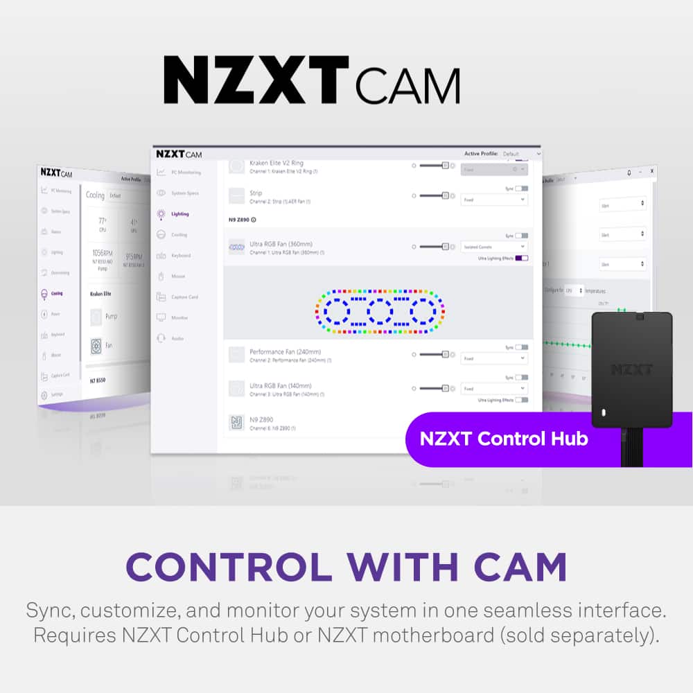 NZXT - F360U Ultra RGB Fan- 360mm Single-Frame - Black