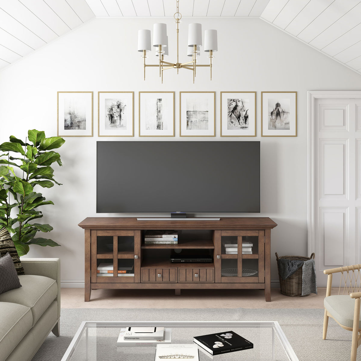 Acadian - TV Media Stand - Rustic Natural Aged Brown