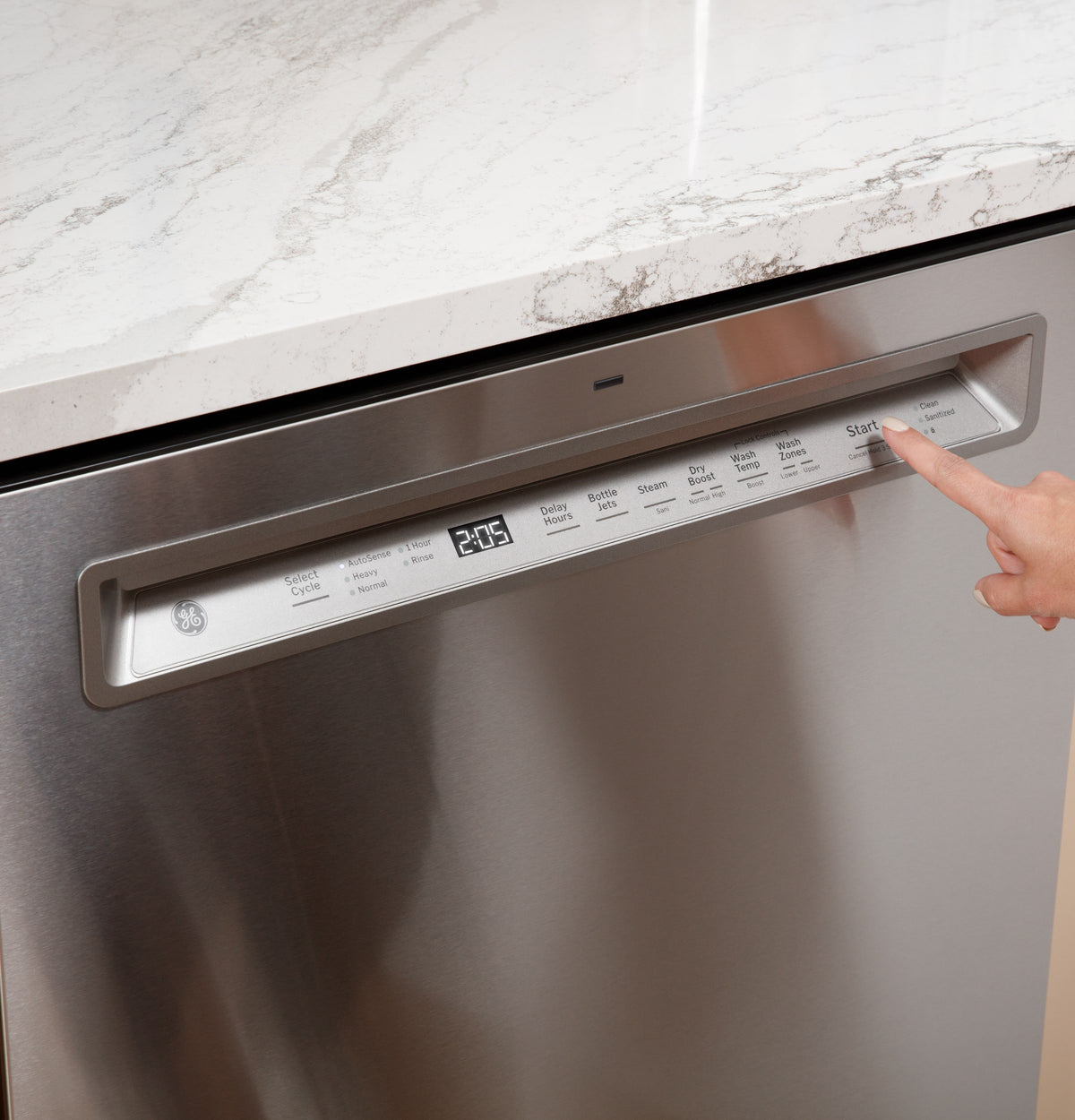 GE - 24" Front Control Built-In Stainless Steel Tub Dishwasher with 3rd Rack, Sanitize Cycle and 47 dBA - Stainless Steel