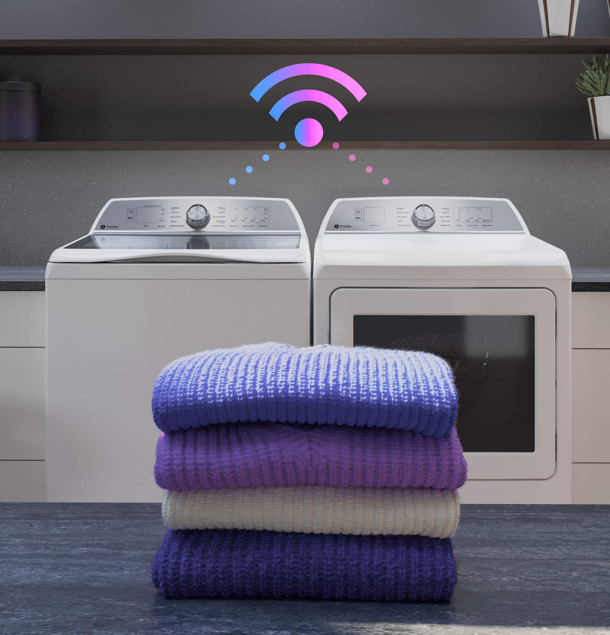 GE Profile - 7.3 Cu. Ft. Smart Electric Dryer with Steam and Tangle Control - Sapphire Blue