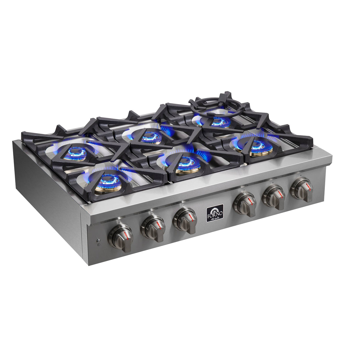 Forno Appliances - 36 in. Wide 6 Burner FORNO ALTA QUALITA PRO-STYLE GAS RANGETOP - Silver