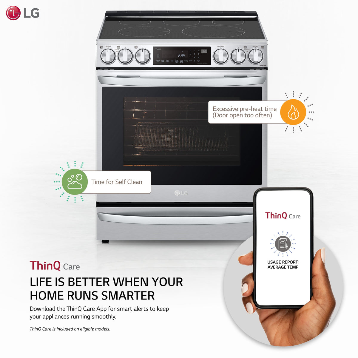 LG - 30-in Wide 6.3 Cu. Ft. Smart Slide-In True Convection Range with 5 Elements, EasyClean and Air Sous Vide - Stainless Steel