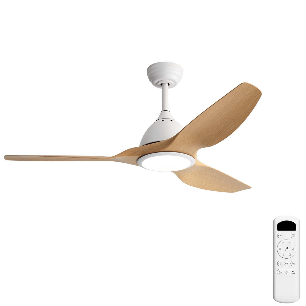52" Smart Ceiling Fan, Dimmable 3 Color LED Light, Remote Control, Quiet Reversible DC Motor