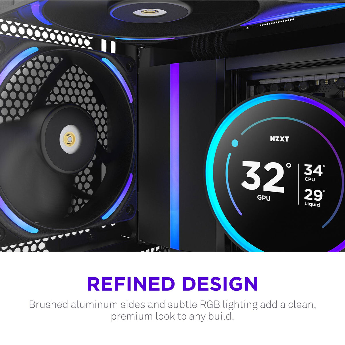 NZXT - F120X Performance Fan - 120mm PWM RGB Computer Case Fan with LCP Frame & Blades - Black