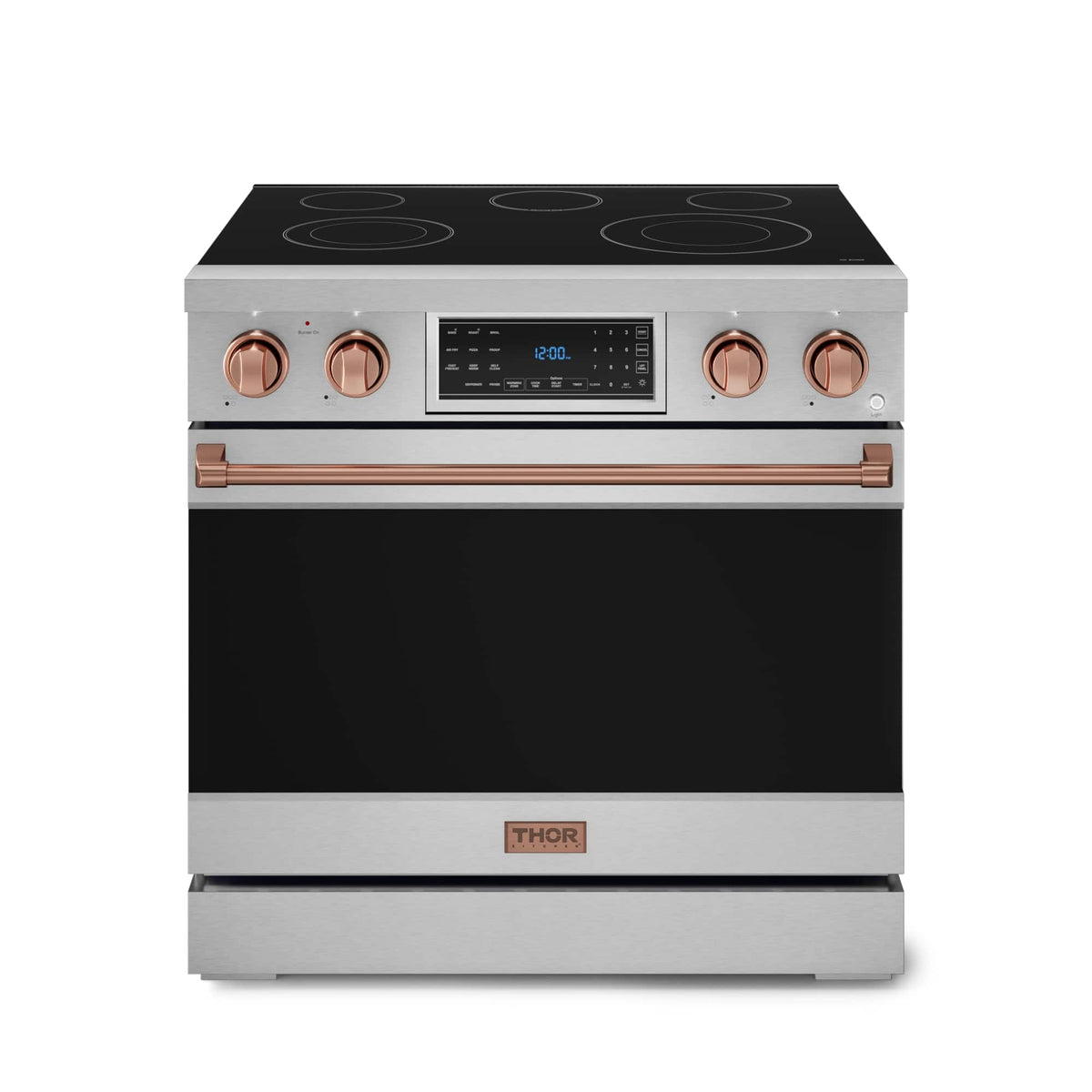 36 in. Wide 5 Elements Gordon Ramsay Series by Thor Kitchen 6.0 Cu.Ft Freestanding Electric Range with Rose Gold Handles - Stainless Steel