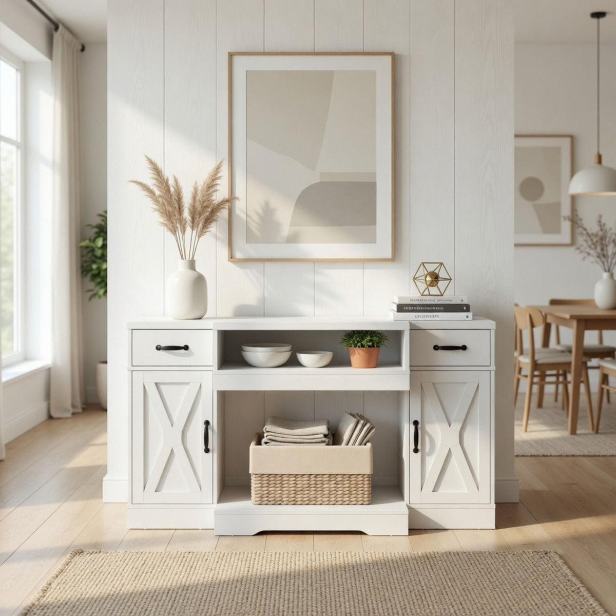Mueble para TV con estantes ajustables y puertas dobles