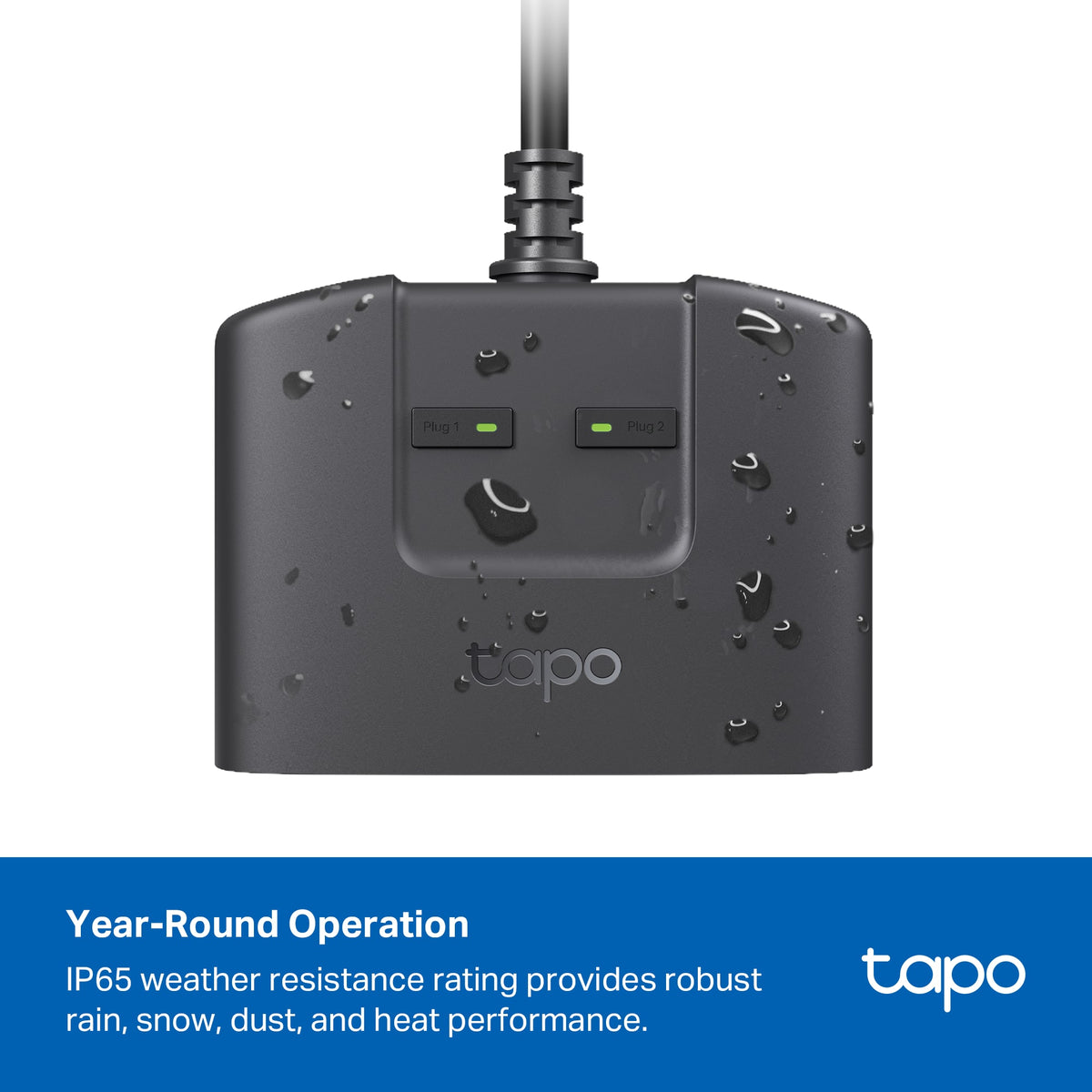 TP-Link - Tapo Smart Wi-Fi Outdoor Dual Plug - Control & Schedule Holiday Decorations & Outdoor Lights - Black
