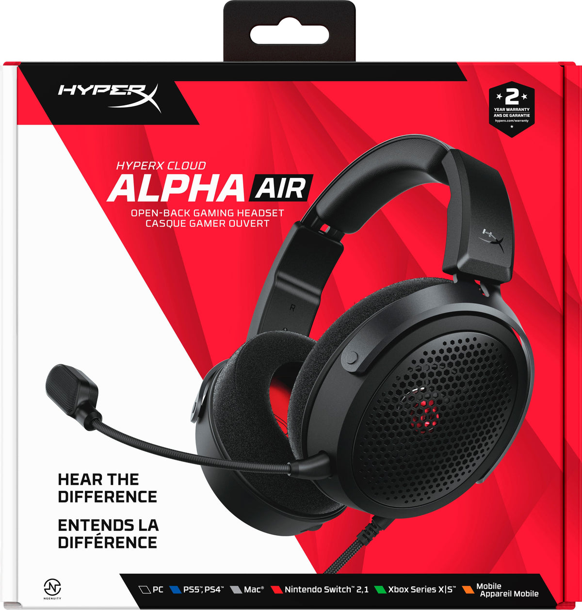 HyperX - Cloud Alpha Air Wired Open-Back Gaming Headset for PC, PS5, PS4, Xbox X|S, Nintendo Switch, Mac, and Mobile - Black