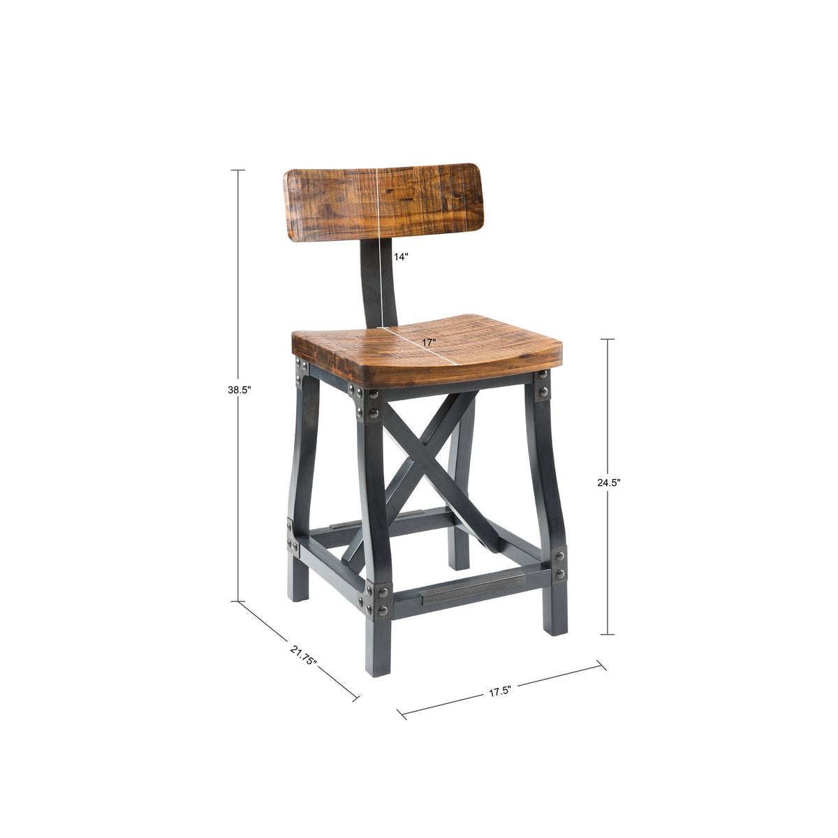 Counter Stool With Back - Amber