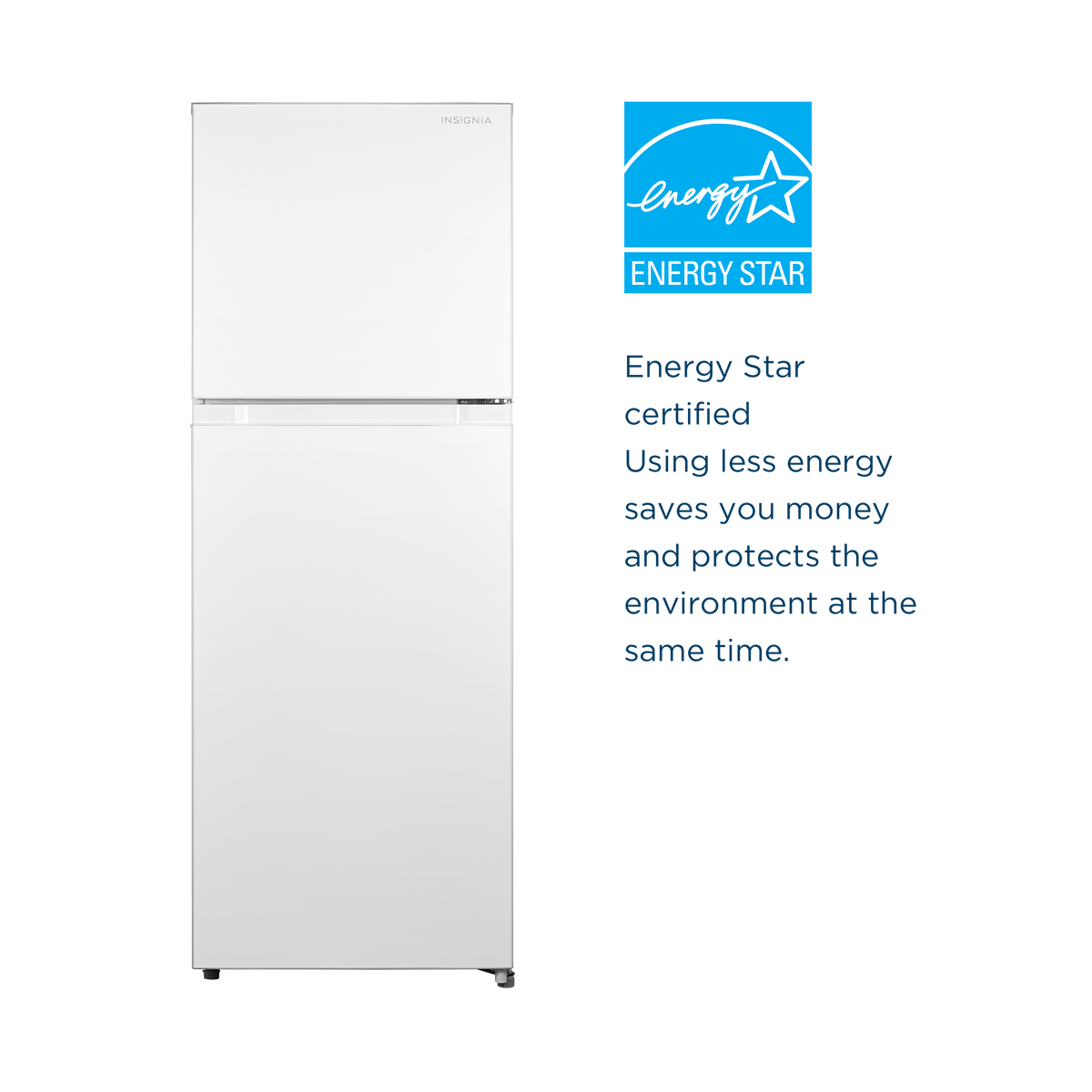 Insignia™ - 22 in. Wide 10.1 Cu. Ft. Top-Freezer Refrigerator with Reversible Door and ENERGY STAR Certification - White
