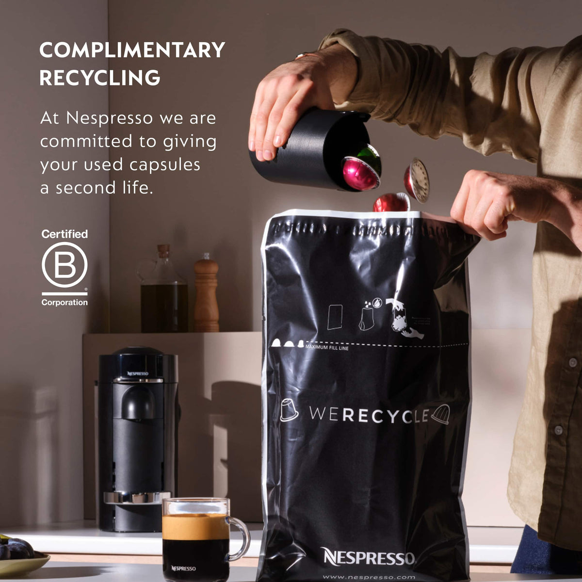 Nespresso - Vertuo Next Premium Coffee and Espresso Maker by Breville with Aeroccino Milk Frother, Dark Chrome - Creamy White