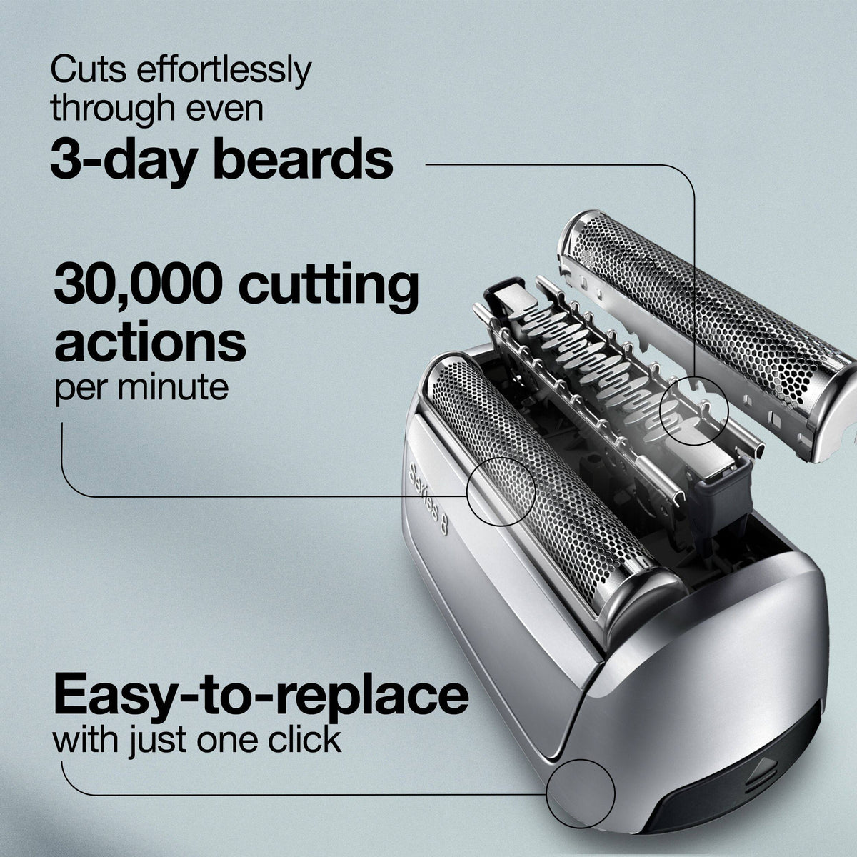 Braun - Series 8 Men's Electric Shaver Head Replacement,Compatible with all 83**s Models - Black