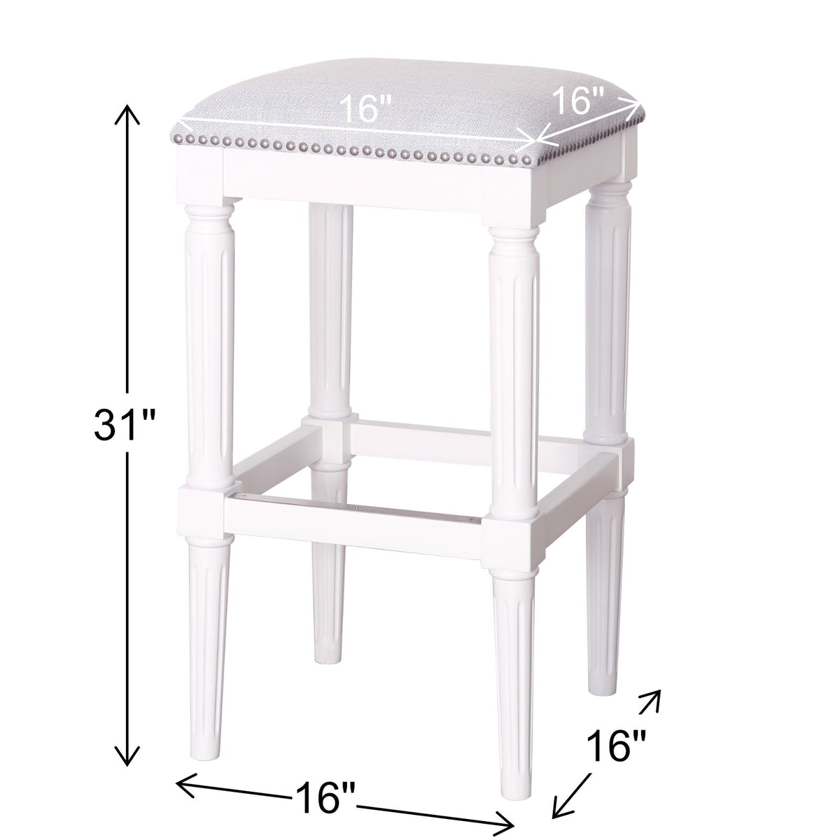 Taburete cuadrado con asiento tapizado