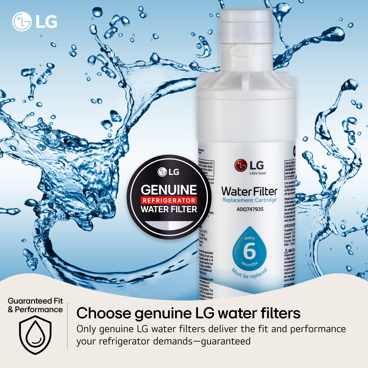 LT700P/LT700PC Water Filter for Select LG Refrigerators - White