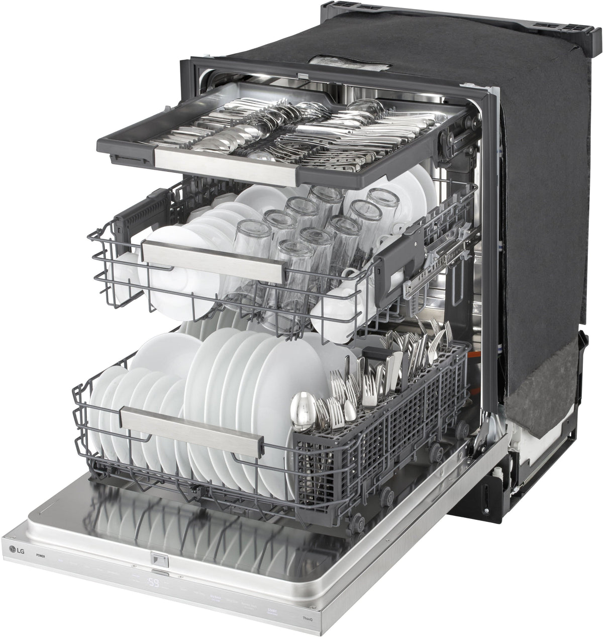 LG - FlushFit 24-in Top Control Smart Built-In Stainless Steel Tub Dishwasher with 3rd Rack, 1 Hour Wash and Dry, 42dBA - Stainless Steel