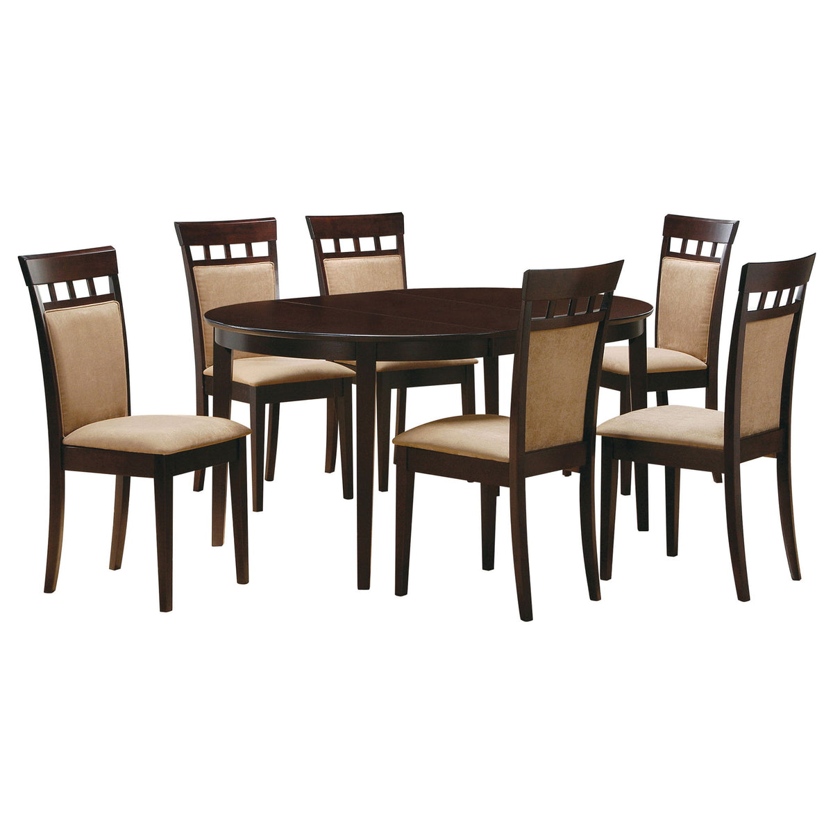 Gabriel - Juego de comedor de 7 piezas ovalado con sillas - Capuchino